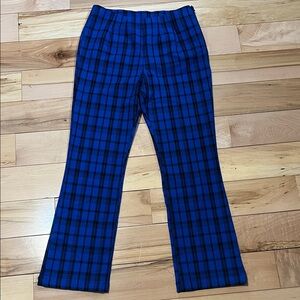Free People Blue and Black Plaid Cropped Pants